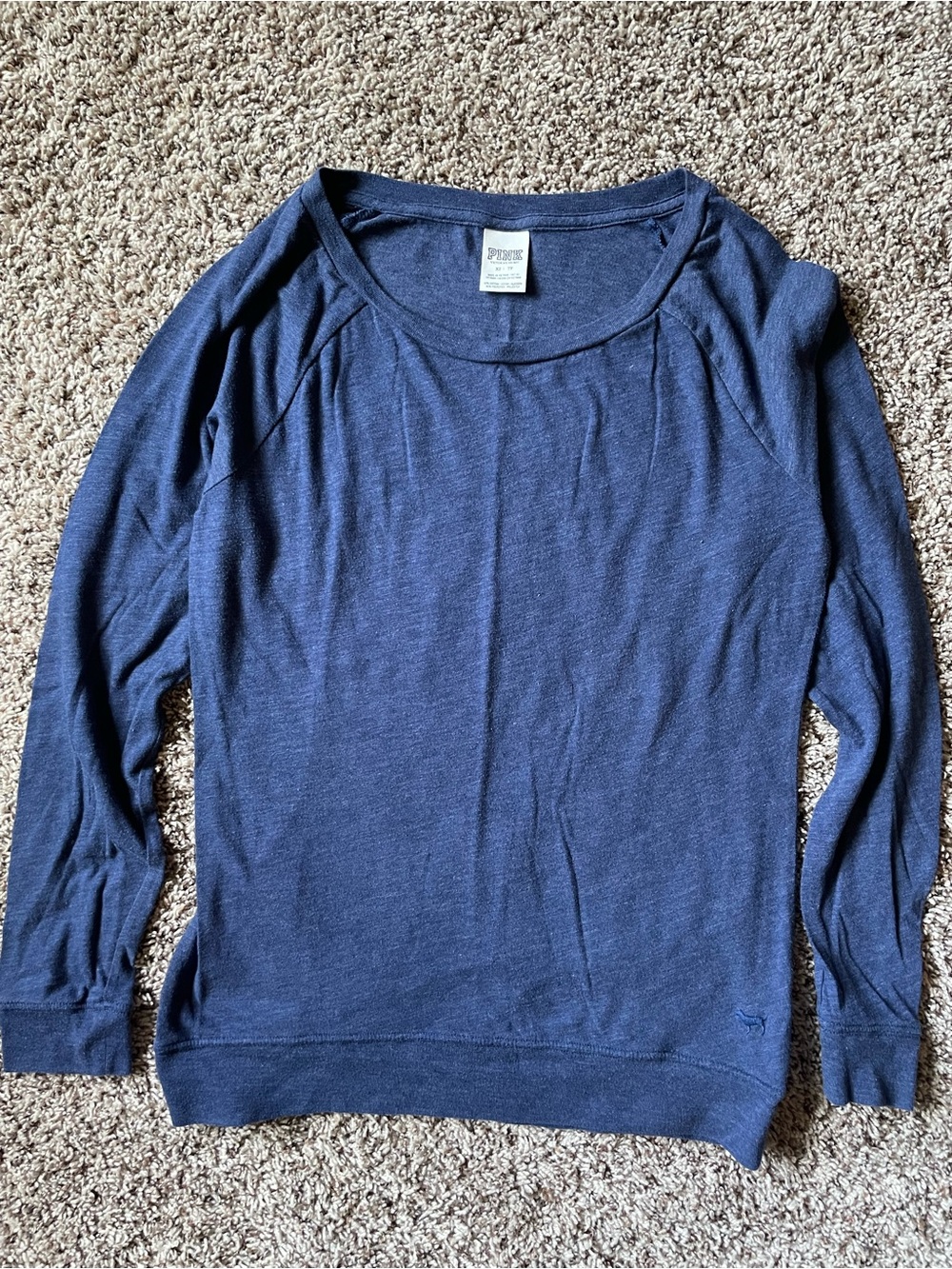 Victoria’s Secret PINK Long Sleeve Tunic T-Shirt Navy Blue Heather Color Size XS